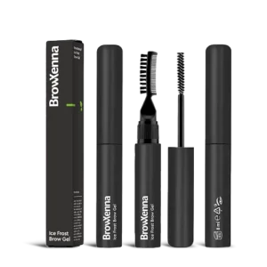 BrowXenna Ice Frost Brow Gel : High Strong Hold Styling Gel with Lami Effect and Dual Brushes, tube